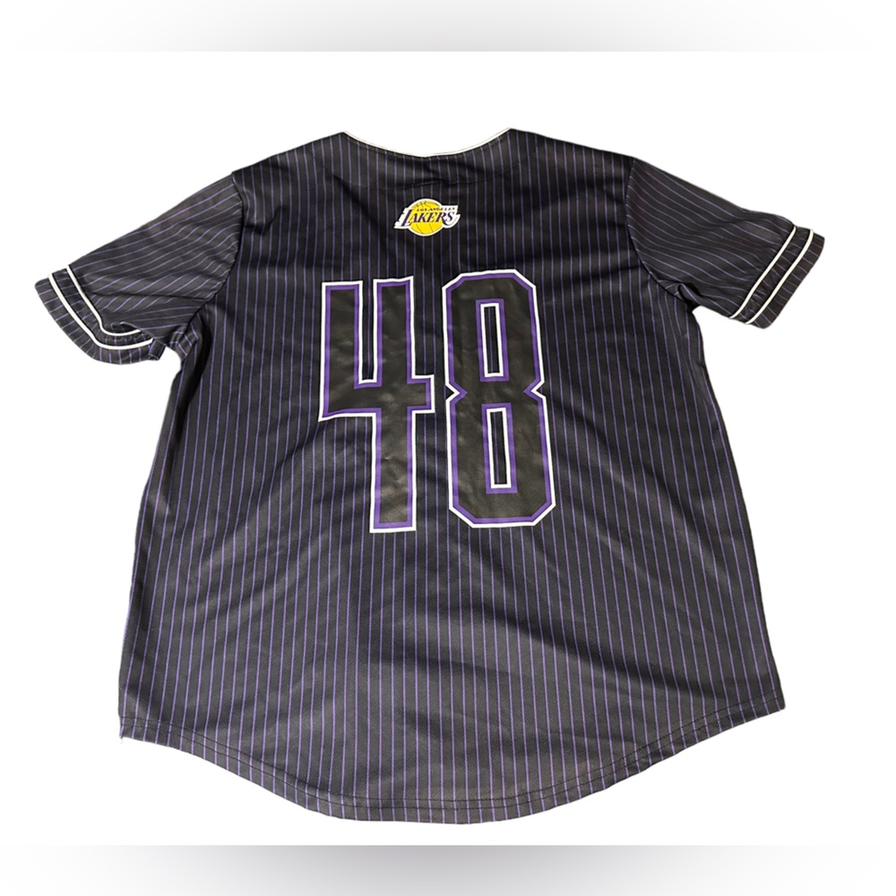 NBA Apparel Men Los Angeles Lakers Button Down Jersey Black Sz XL - Picture 2 of 6